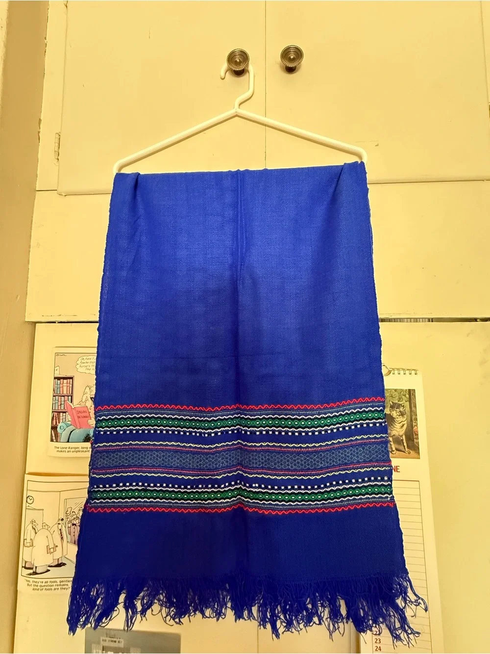 Vintage 1970s Blue Woven Shawl/Scarf